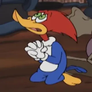 🙏 Woody Woodpecker Cartone animato, Uccello, Picchio, Animazione classica, Implorante telegram sticker