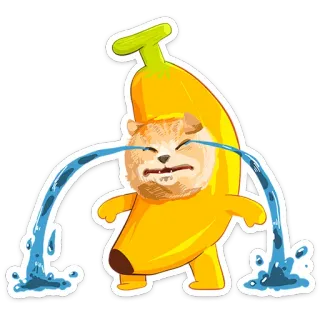 🍌 banan, kot, płacz, smutny, naklejka, emoji whatsapp sticker