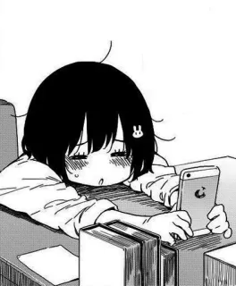 😮‍💨 Anime, Manga, Chica, Teléfono, Lindo, Pinza Pelo Conejo telegram sticker