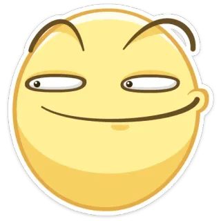 😏 смайлик, желтый, лицо, мультфильм, выражение, счастливый telegram sticker