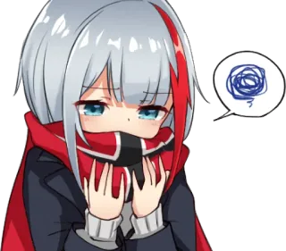 😳 Anime, Meisje, Bezorgd, Verward, Cartoon, Sticker whatsapp sticker