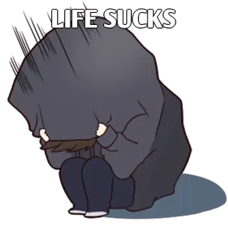 ✨ LIFE SUCKS triste, depresso, emotivo, anime, vita, arrabbiato whatsapp sticker