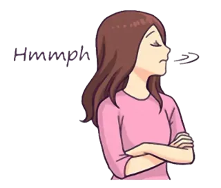 😒 Hmmph displeased, angry, cartoon, frustrated, woman telegram sticker