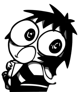 ☹ cartoon, character, black and white, sticker, funny, expression whatsapp sticker