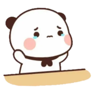 😢 panda, pleurer, triste, kawaii, mignon, animal, dessin animé telegram sticker