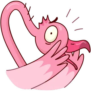 😱 Flamingo, Desenho animado, Rosa, Pássaro, Animal, Adesivo telegram sticker