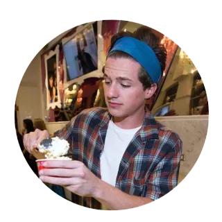 🍧 Charlie Puth musician, singer, pop, headband, eating, portrait, celebrity telegram sticker