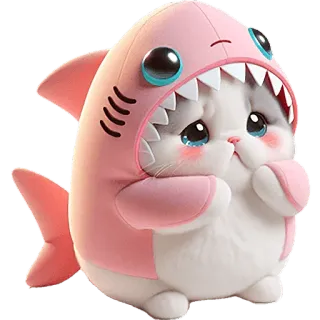🥹 kot, kotek, rekin, kostium, słodki, zwierzę, kreskówka telegram sticker