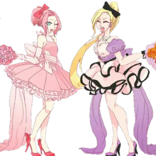 👭 Sakura Naruto Sakura Haruno, Ino Yamanaka, anime, dress, wedding, cartoon telegram sticker