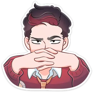 😡 卡通, 男人, 插画, 人物, 严肃, 思考 telegram sticker