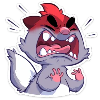 😡 wütend, frustriert, Cartoon, Säugetier, schreien, aufgeregt, verärgert telegram sticker