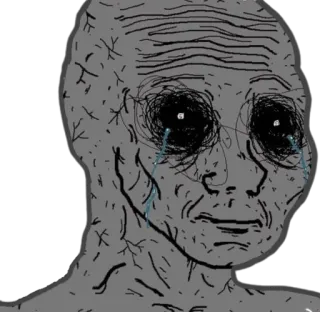 ⬛️ triste, deprimido, chorando, wojak, meme, desespero telegram sticker