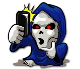 📱 Parca, Selfi, Muerte, Espeluznante, Dibujos animados, Esqueleto telegram sticker