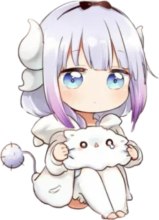 😐 Kanna Kamui Miss Kobayashi's Dragon Maid Anime, Chibi, Carino, Drago, Kanna Kamui telegram sticker
