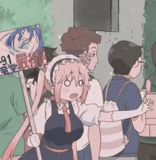 🐉 最備 anime, maid, shocked, crowd, japanese, sign telegram sticker