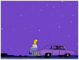 😔 Homer Simpson The Simpsons Homer Simpson, car, stars, cartoon, purple, night telegram sticker