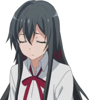 😔 Yukino Yukinoshita My Teen Romantic Comedy SNAFU Anime, Menina, Triste, Uniforme escolar, Cabelo, Laço telegram sticker