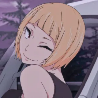 🤍 Anime, Donna, Capelli biondi, Occhiolino, Personaggio, Ritratto telegram sticker