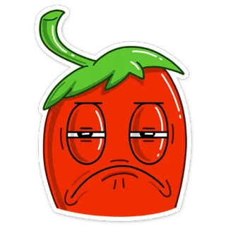 ☹️ pieprz, chili, warzywo, jedzenie, smutny, emoji, naklejka, kreskówka telegram sticker