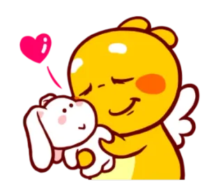 ❤ かわいい, ハート, 天使, ウサギ, 愛, カワイイ, 漫画, ハグ telegram sticker