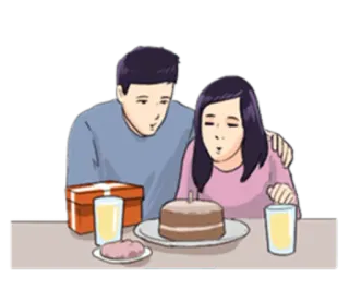 🎂 casal, aniversário, bolo, celebração, presente, juntos telegram sticker