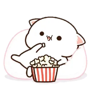 🍿 고양이, 팝콘, 귀여운, 만화, 음식, 간식, 동물 telegram sticker