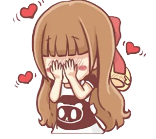 ☺️ niedlich, Mädchen, Herzen, Cartoon, kawaii, Anime telegram sticker