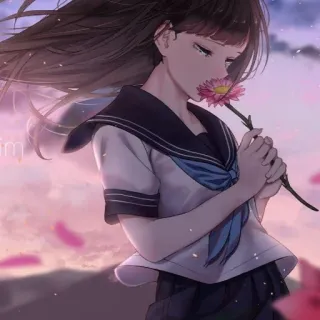 🌨 Anime, Mädchen, Blume, Teenager, Traurig, Rose, Kunst whatsapp sticker