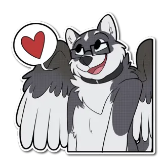 ❤ chien, coeur, amour, animal, ailes, lunettes, mignon whatsapp sticker