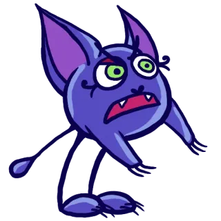😖 morcego, animal, desenho animado, criatura, halloween, monstro, ilustração telegram sticker