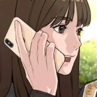 🌸 vrouw, telefoon, bellen, cartoon, praten, communicatie telegram sticker