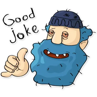 🤙 Good Joke grap, goed, duim omhoog, man, baard, cartoon telegram sticker