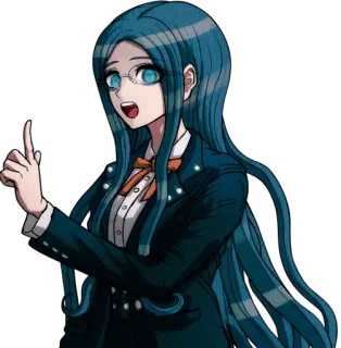☝ Tsumugi Shirogane Danganronpa Anime, Postać, niebieskie włosy, okulary, Danganronpa whatsapp sticker