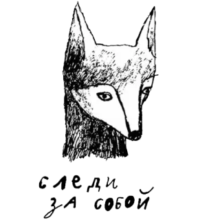 😎 fox, animal, sketch, drawing telegram sticker