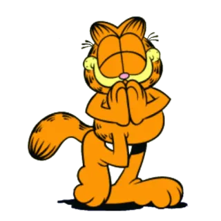 🙏 Garfield cat, orange, cartoon, Garfield, cartoon character whatsapp sticker