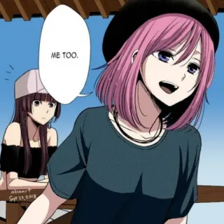 💖 ME TOO. anime, capelli rosa, capelli neri, carino, manga, conversazione telegram sticker