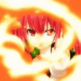 🔥 anime, character, fire, red hair, girl telegram sticker