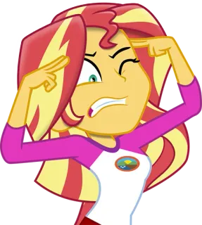 😖 Sunset Shimmer My Little Pony: Equestria Girls サンセットシマー, エクエストリア・ガールズ, アニメ, 考えている, キャラクター whatsapp sticker