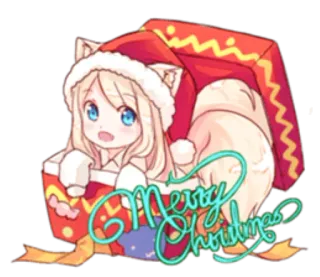 🌃 Merry Christmas рождество, кошка, веселый, праздник, подарок, милый whatsapp sticker