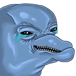😀 delfino, piangendo, triste, animale, meme, divertente, emoji telegram sticker