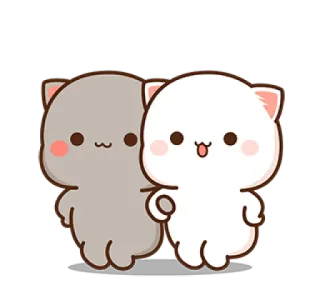 😌 süß, pfirsich, paar, kawaii, entzückend, katzen telegram sticker