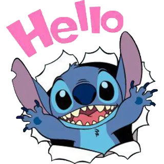 ✋ Stitch Hello การ์ตูน, สติทช์, น่ารัก, สวัสดี, ตัวละคร telegram sticker