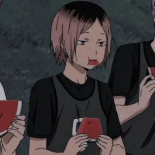 🌟 Kenma Kozume Haikyuu!! anime, haikyuu, kenma, watermelon, character telegram sticker