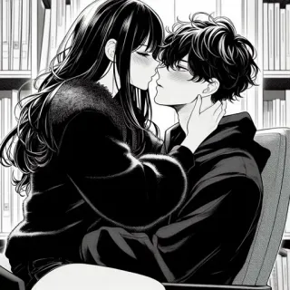 ❤️ całowanie, anime, para, romans, biblioteka telegram sticker