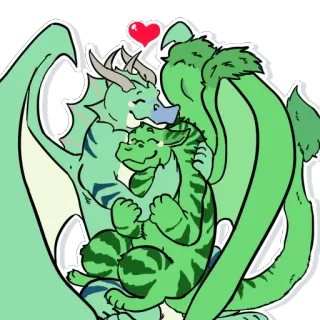 ❤ дракон, фэнтези, семья, милый, мультфильм, сердце, любовь whatsapp sticker