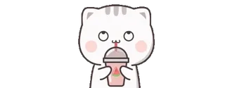 🧃 кот, милый, мультфильм, каваий, напиток, милкшейк, стикер whatsapp sticker