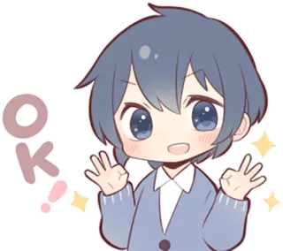 🆗 OK ок, согласен, подтверждаю, милый, аниме, одобрение, чиби telegram sticker