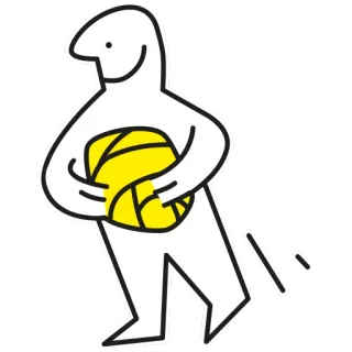 💝 bonhomme allumette, dessin animé, balle, personne, blanc, jaune, simple, dessin au trait telegram sticker