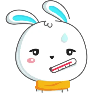 🤒 Hase, krank, Thermometer, Fieber, Cartoon, Schweiß, Krankheit telegram sticker