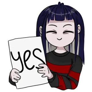 ✅ yes oui, fille, mignon, positif, signe, accord, dessin animé whatsapp sticker